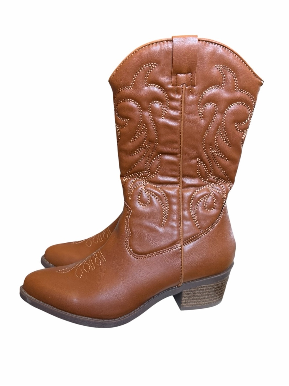 NWOT Steve Madden New York 7 Brown Faux Leather Western Cowboy Boots
